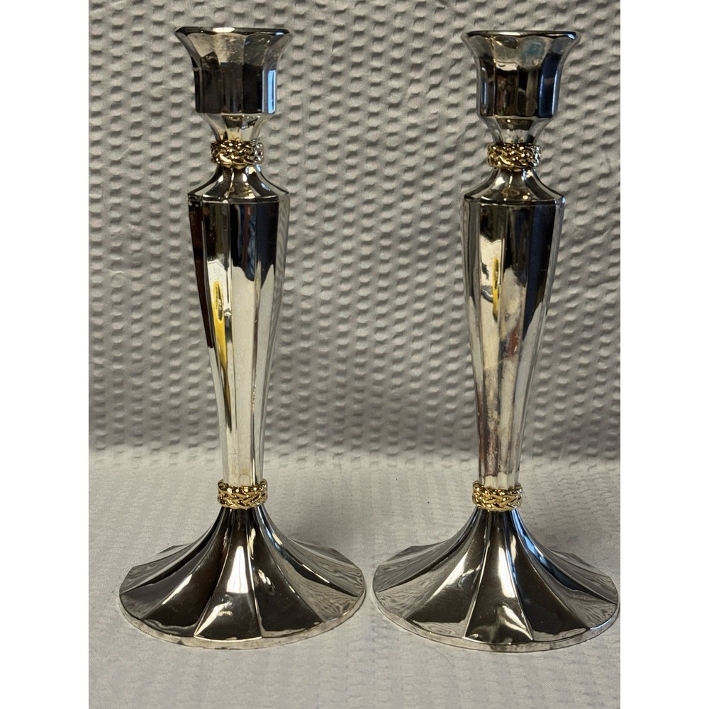 PAIR of Vintage 1994 Silver Plated Candlesticks International‎ Silver 8.5 inches